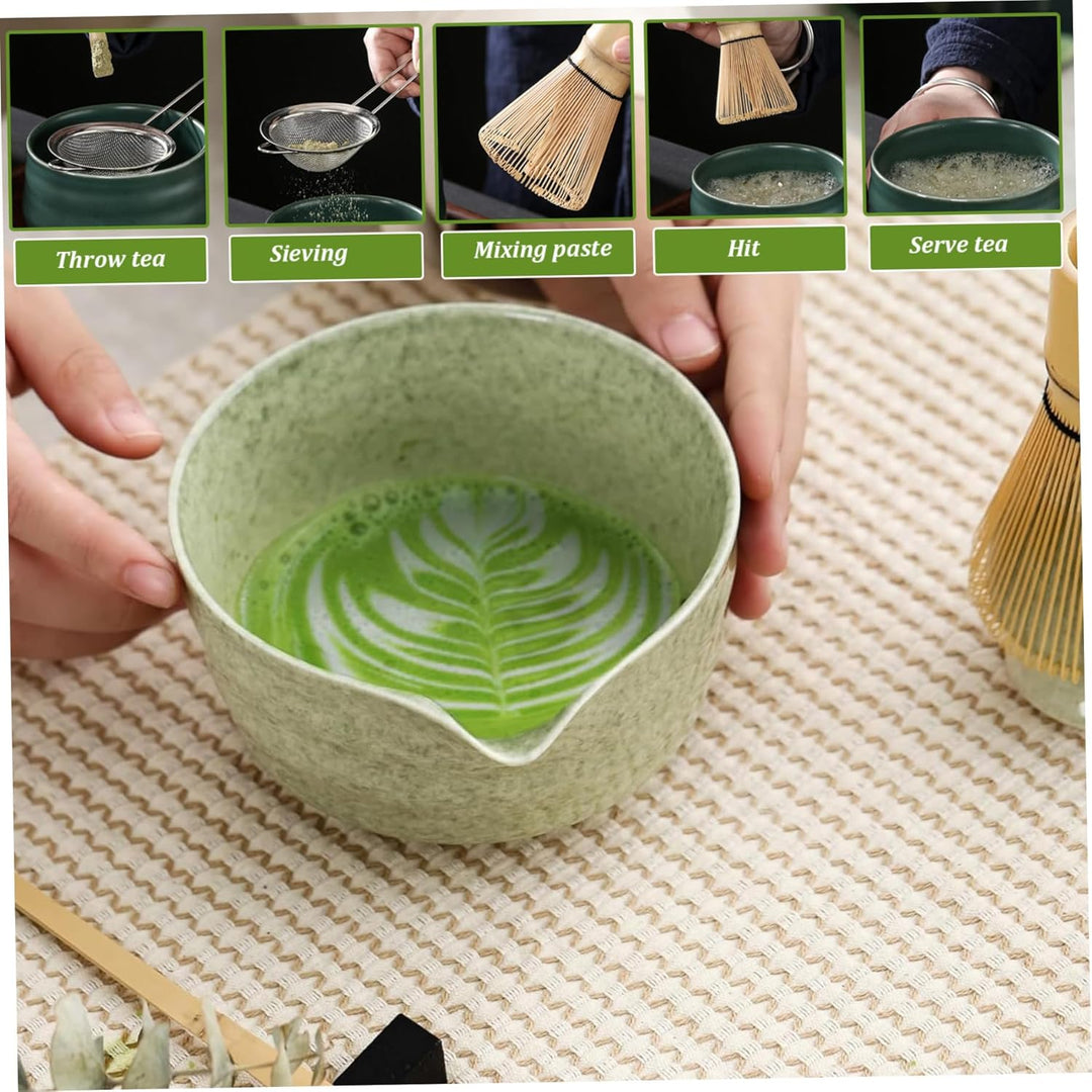 Matcha Whisk Set Ceramic Matcha Whisk wiederverwendbares Matcha Set Elegantes Matcha Kit enthält Mat