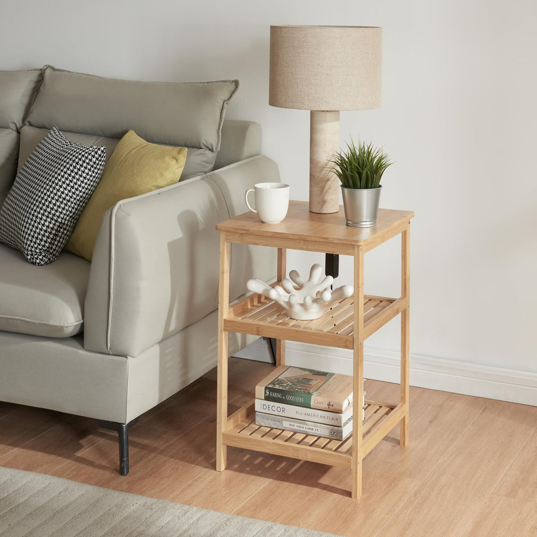[en.casa] Bambus Standregal Ikerasak Badregal 60 x 40 x 40 cm Regal für Badezimmer Küche mit 3 Ebene
