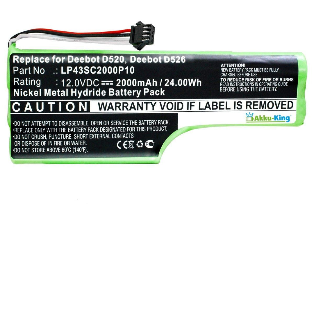 Akku kompatibel mit Ecovacs Deebot D520, D526 - ersetzt LP43SC2000P10 - NI-MH 2000mAh Deebot D520 /