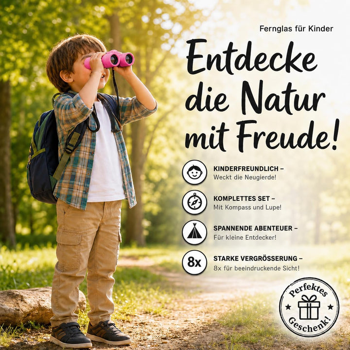Fernglas für Kinder - Geschenk für kleine Jungen und Mädchen zu Weihnachten - Starke Vergrösserung 8