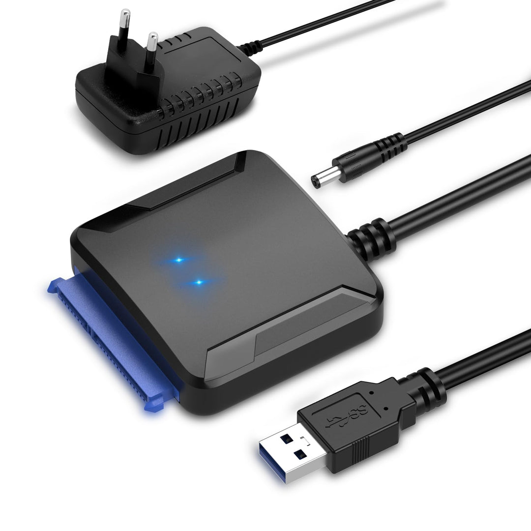 USB 3.0 auf SATA Adapter, USB C/USB3.0 auf SATAIII/II/I Festplattenadapter für 2,5 Zoll / 3,5 Zoll H