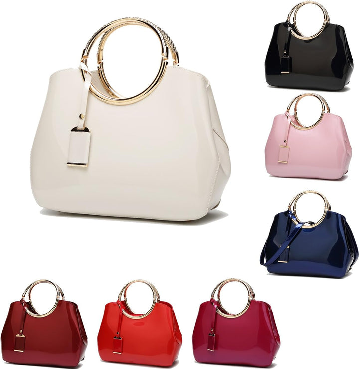 Coolives Damen Handtasche Tasche Henkeltasche aus PU-Lackleder Hochzeitstasche Schultertasche Umhäng