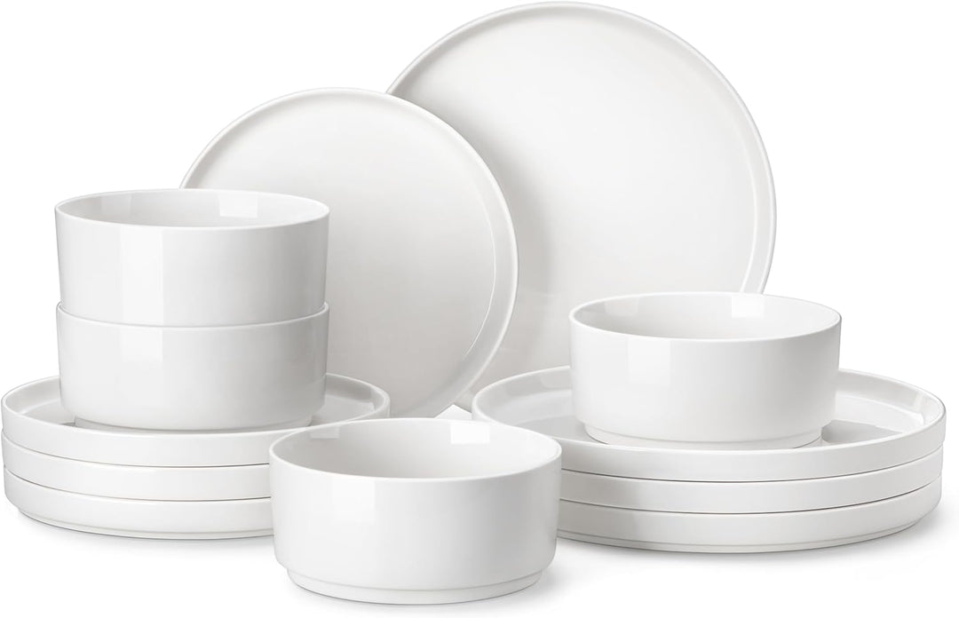MALACASA Serie LEAH, Weiss | Set 12 Teile 4 Pers Weiss 12-teilig, 4 Personen, Weiss 12-teilig, 4 Per