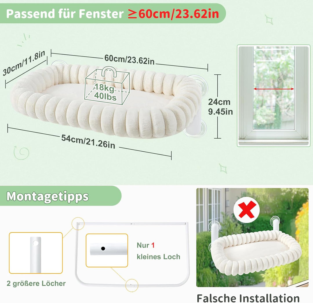 GUUSII HOME Katzen Fensterliege Faltbar Katzenbett Fenster Katzenliege Fensterbank Hängematte 4 Saug