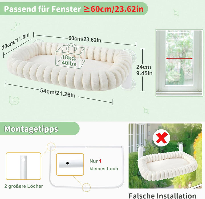GUUSII HOME Katzen Fensterliege Faltbar Katzenbett Fenster Katzenliege Fensterbank Hängematte 4 Saug