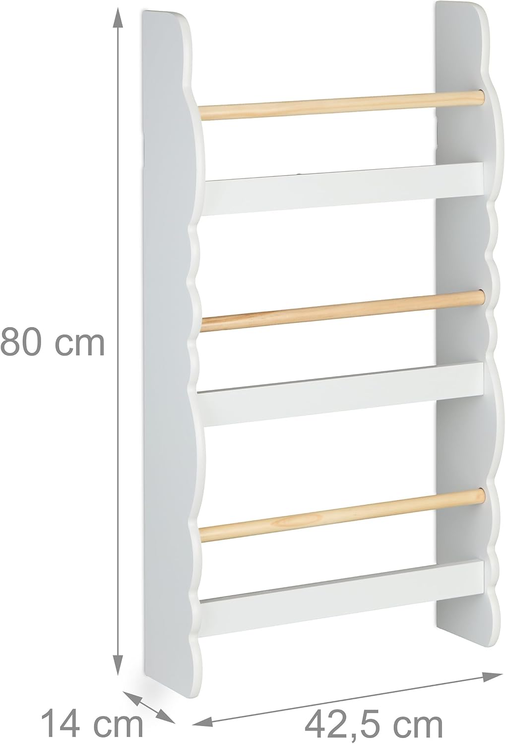 Relaxdays Bücherregal Wolke, 3 Fächer, Kinderbücherregal Wand, HxBxT: 80 x 42,5 x 14 cm, Wolkenregal