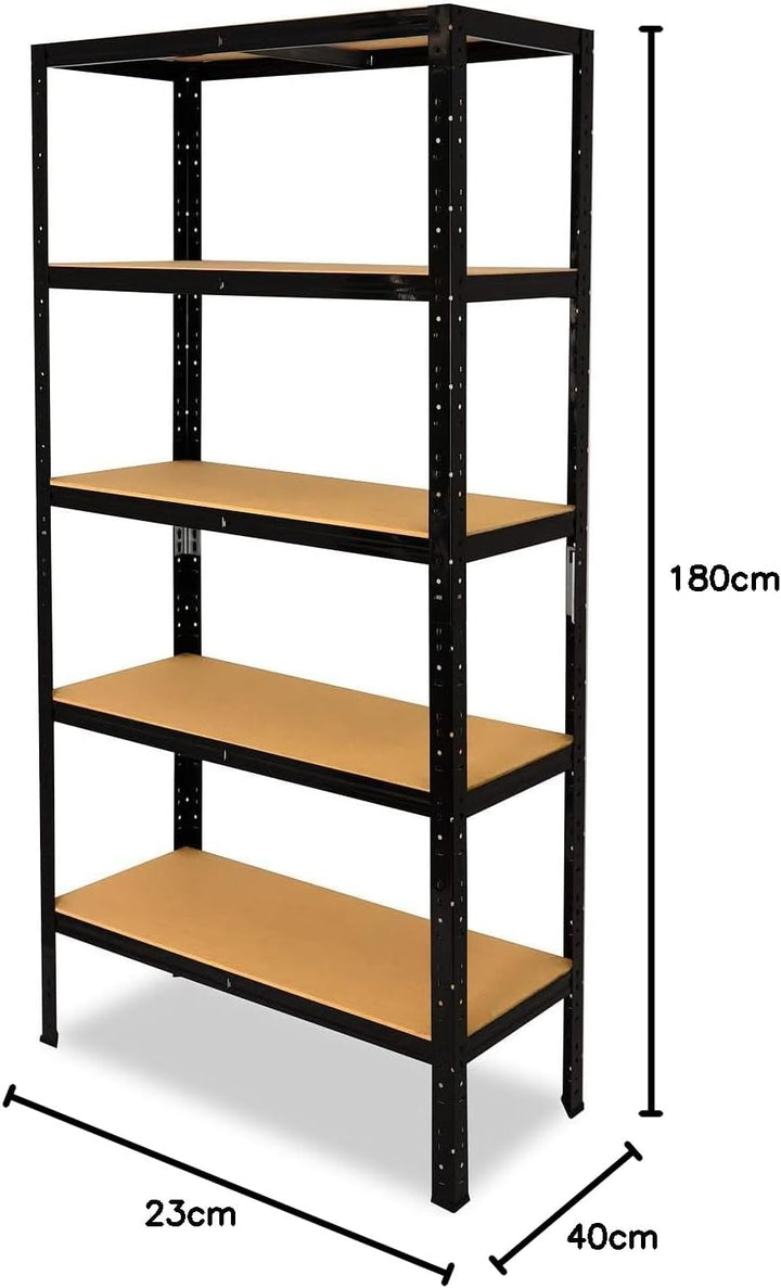 shelfplaza® 180x23x40cm Black Schwerlastregal schwarz/Metallregal schwarz 5 Böden à 175kg Tragkraft/
