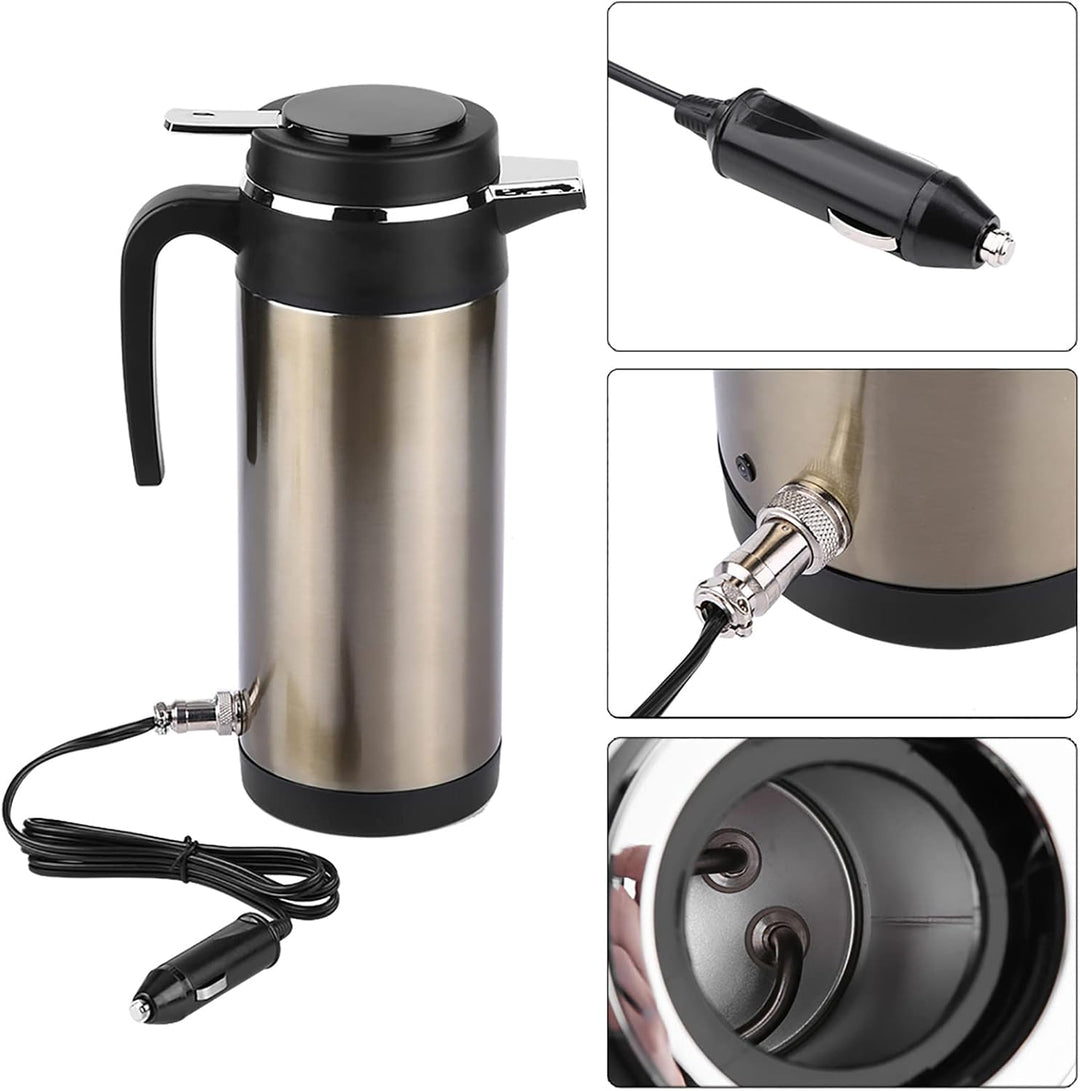 Elektrischer Wasserkocher 1000ml 12V/24V Lebensmittelechter 304 Edelstahl Vakuumisolierter Doppelwan