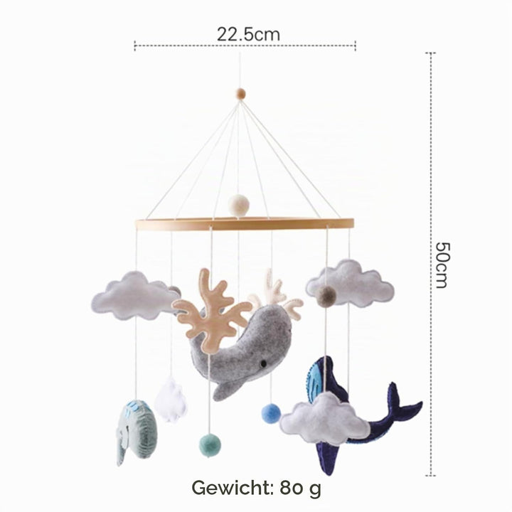 Hängemobile Windspiel Meerestiere, 3D Wolken Fische Mobile, Babyspielzeug für Kinderbett oder andere
