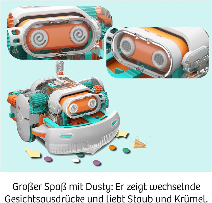KOSMOS 621322 Dusty - Dein saugstarker Robo-Helfer, Staubsaugerroboter für Kinder, Experimentierkast