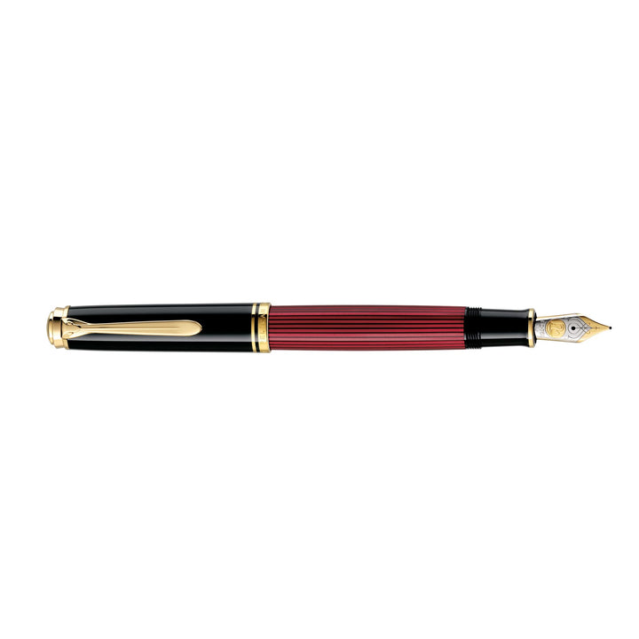 Pelikan FWI Füllhalter Souverän 800 Schwarz-Rot, Feder B, in Faltschachtel, 816533 Füllhalter-Breit,