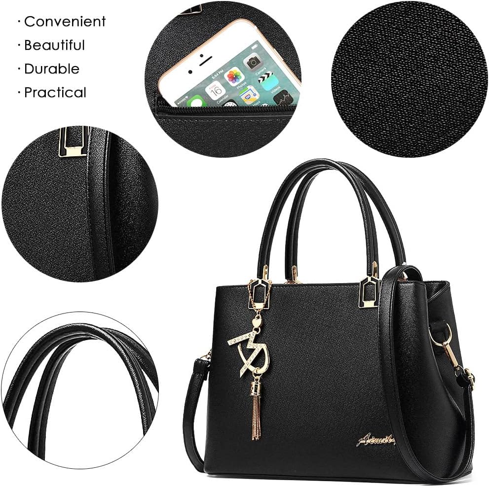 Damen Geldbörsen und Handtaschen Schultertaschen Designer Top Griff Satchel Tote Bag Schwarz, Schwar