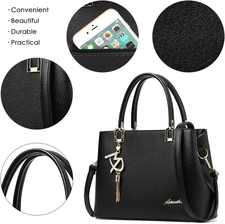 Damen Geldbörsen und Handtaschen Schultertaschen Designer Top Griff Satchel Tote Bag Schwarz, Schwar