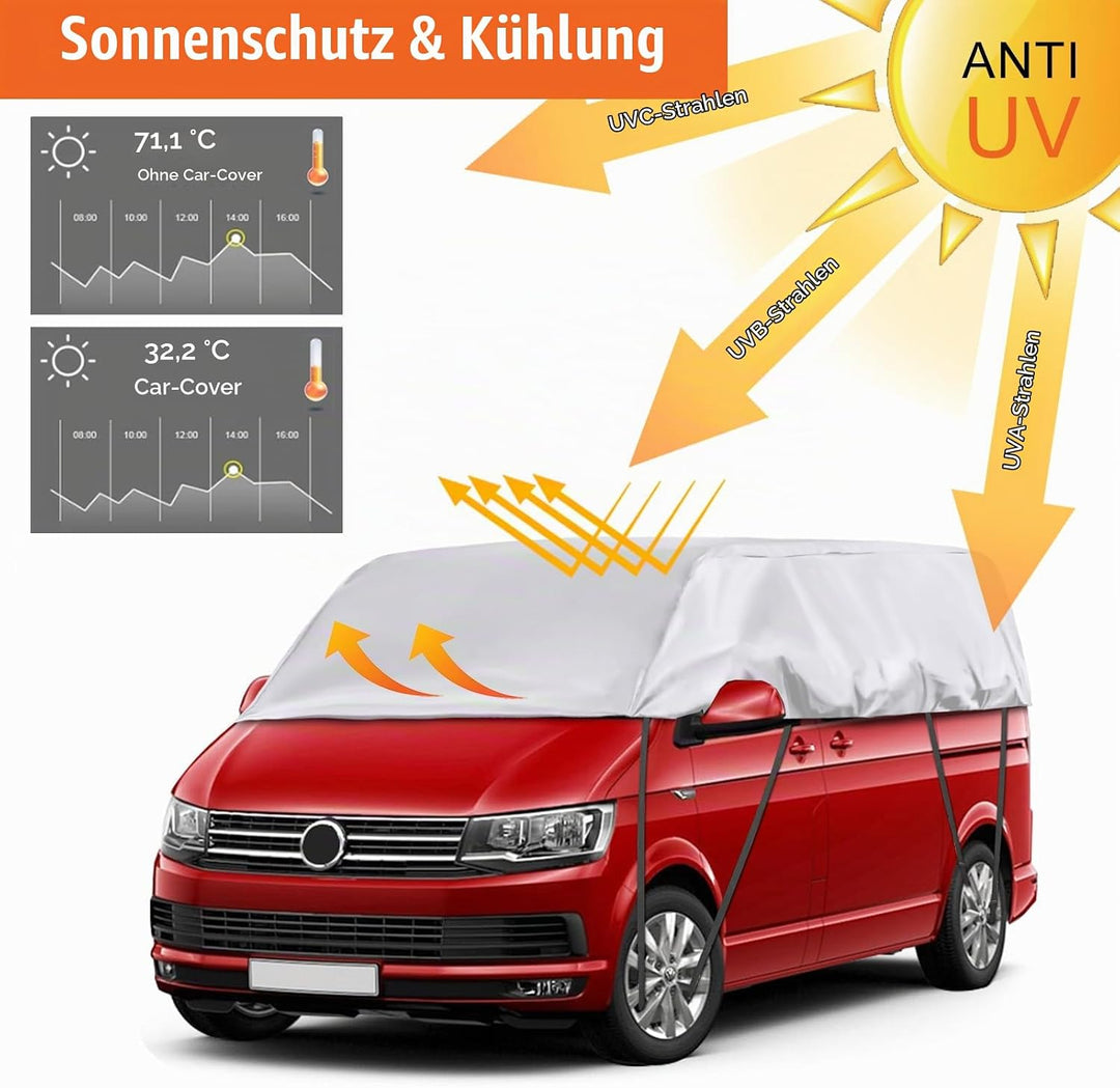 Autoabdeckung Wasserdicht Ersatz für VW T5 T6 SWB, Sonnenfest Hälfte Autoabdeckung, Halbgarage UV Be