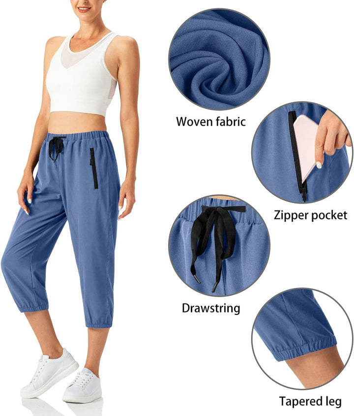 Butrends Damen Leichter Jogger Caprihose Casual Schnell trocknend Hose Workout 3/4 Workout Joggerhos