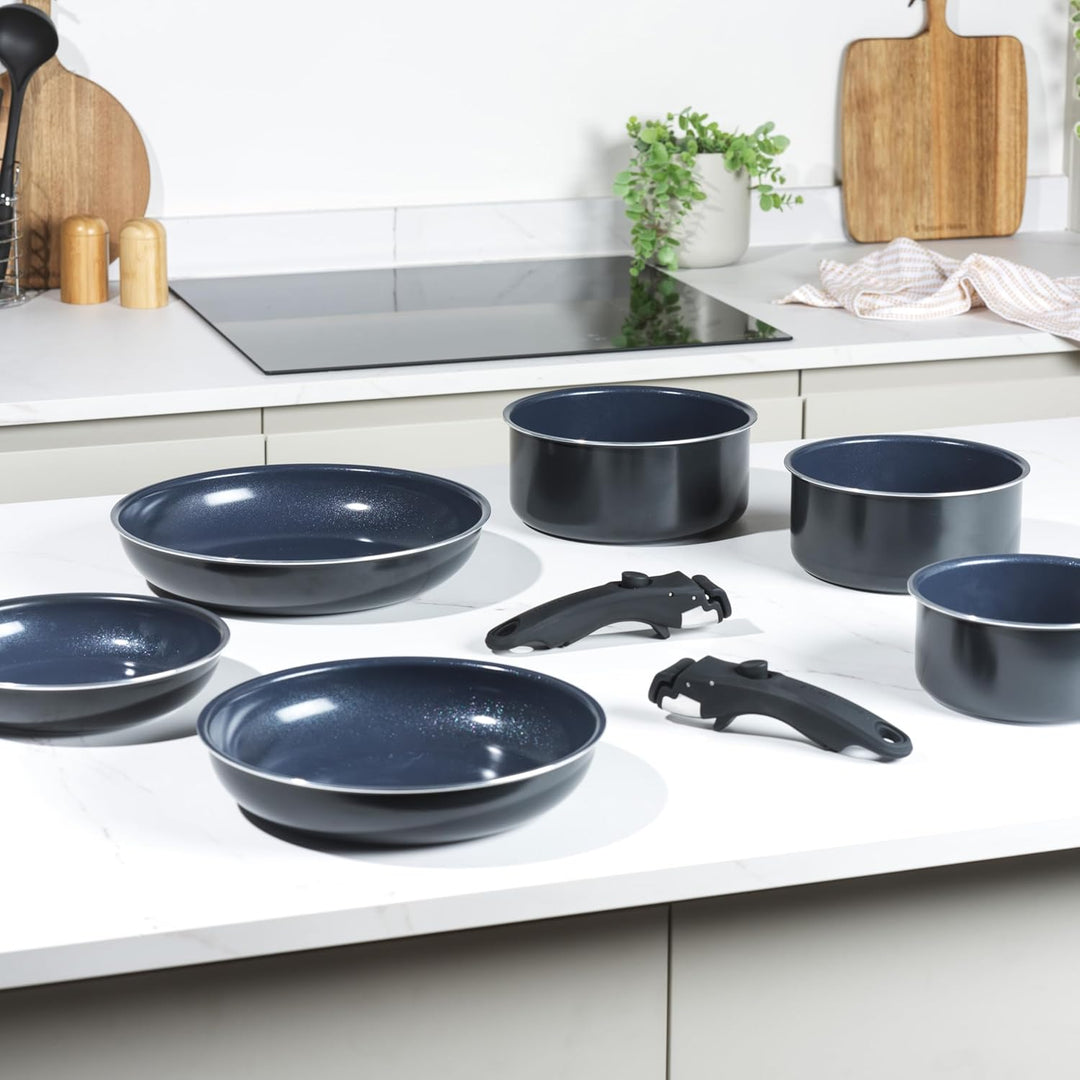 Russell Hobbs RH03321EU7 Smart Clip Topf- und Pfannenset – 8-teilig, Keramikbeschichtung, abnehmbare