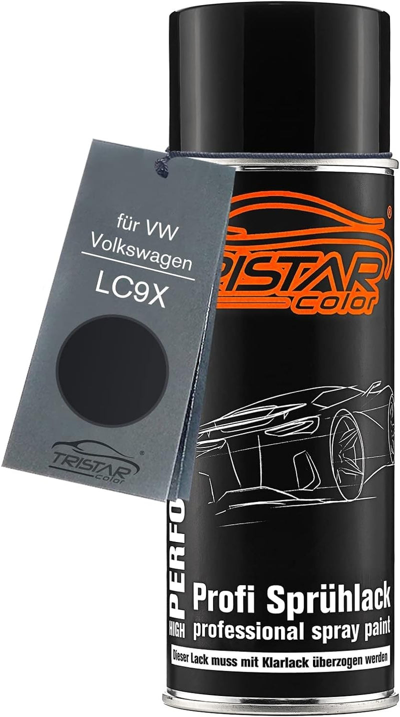 TRISTARcolor Autolack Spraydose für VW/Volkswagen LC9X Deep Black Perl Basislack Sprühdose 400ml