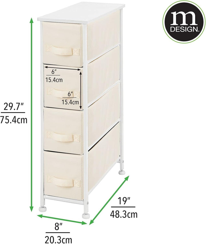mDesign Kommode mit 4 Schubladen – schmaler Schubladenschrank mit MDF-Holzplatte für Schlafzimmer, W