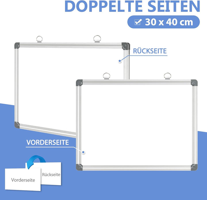 DOLLAR BOSS Magnetisches Whiteboard, 30X40CM Magnettafel Magnetpinnwand mit 2 Whiteboard Stifte, 8 M