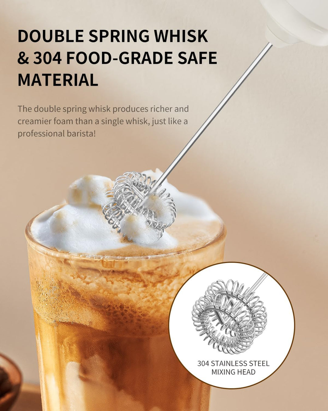 CIRCLE JOY Wiederaufladbarer Milchaufschäumer Handheld, Elektrischer Kaffee-Aufschäumer, Tragbarer H