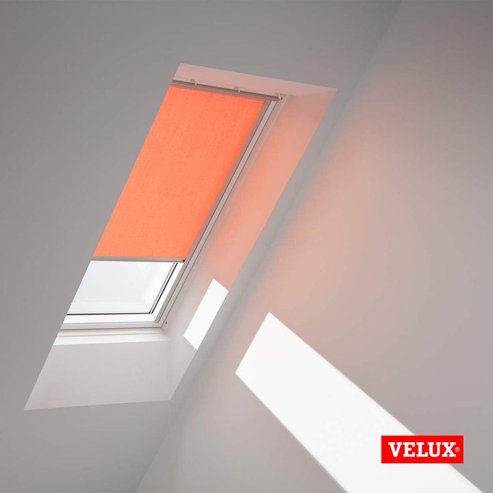 VELUX Original Dachfenster Sichtschutzrollo für PK06, Orange, mit Grauer Führungsschiene
