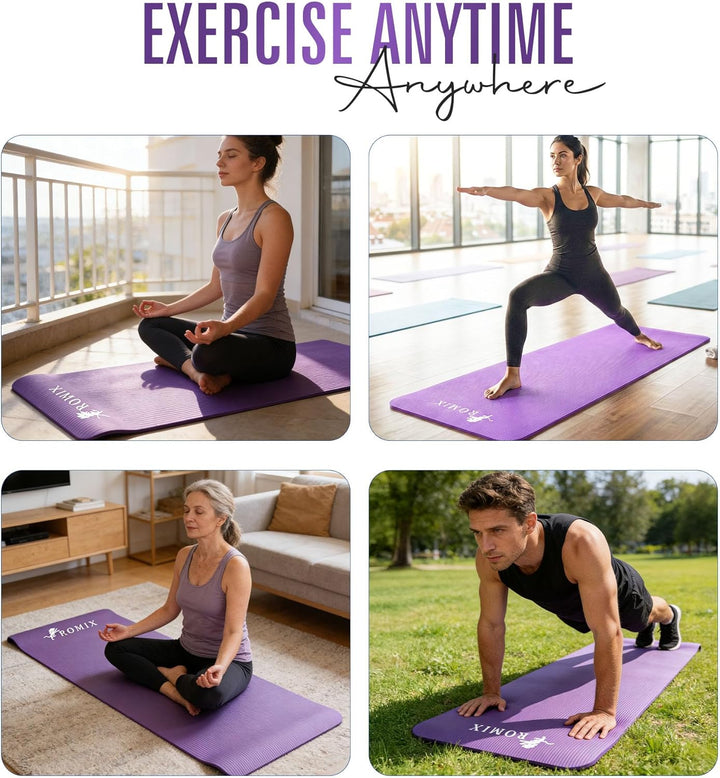 ROMIX Yoga Matte Dicker 10mm, Yogamatte Rutschfest Umweltfreundlich Weich Schaum Pad, Schweissresist