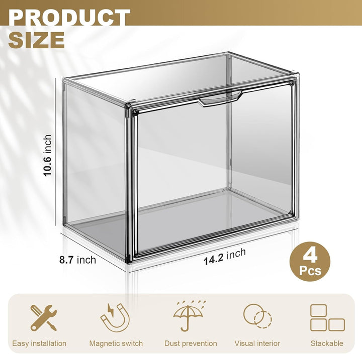 4 Packungen Transparente Kunststoff-Handtaschen-Aufbewahrungs-Organizer für Schrank, Graues Acryl-Vi