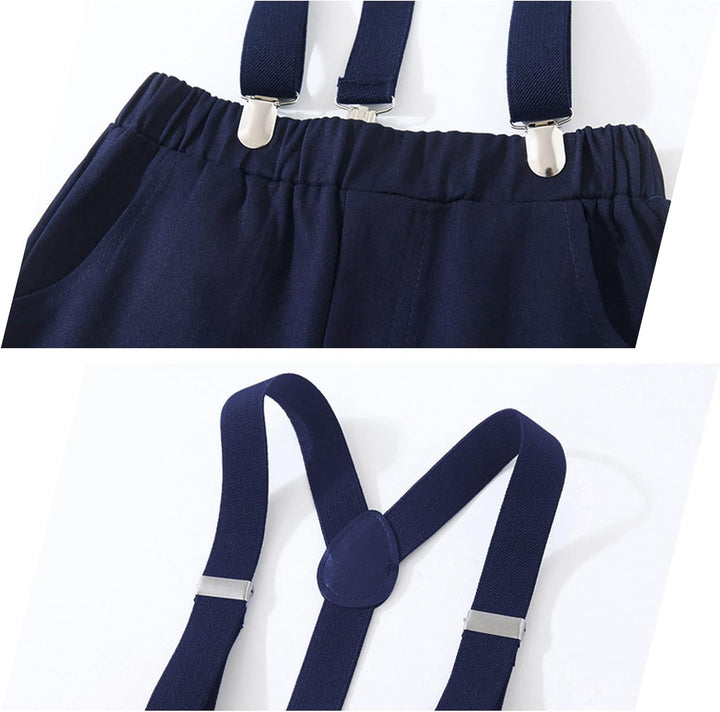 Volunboy Baby Jungen Anzug Set Bekleidung Hemd mit Fliege + Hosenträger Hosen Strampler Anzug 2-3 Ja