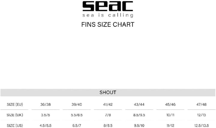 Seac Shout Lange Flossen zum Tauchen, Spearfischen und Freitauchen 4.5-5.5 Blau, 4.5-5.5 Camo Blue