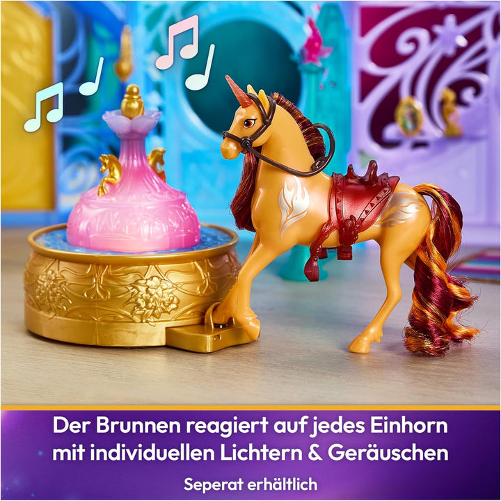 Unicorn Academy – Stall 90 cm, Original Spielset zur Netflix Serie, inklusive Einhorn, Lichtwechsel-
