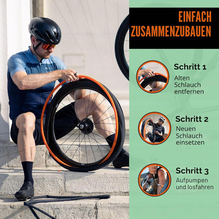 Tubo-Schlauch – Strasse – 700c – 80-mm-Ventil – Orange