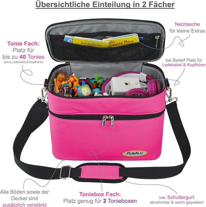 PUNALU grosse Tasche für Toniebox inkl. Schutzfolie passend für Toniebox, Platz für 68 Tonies, Set T