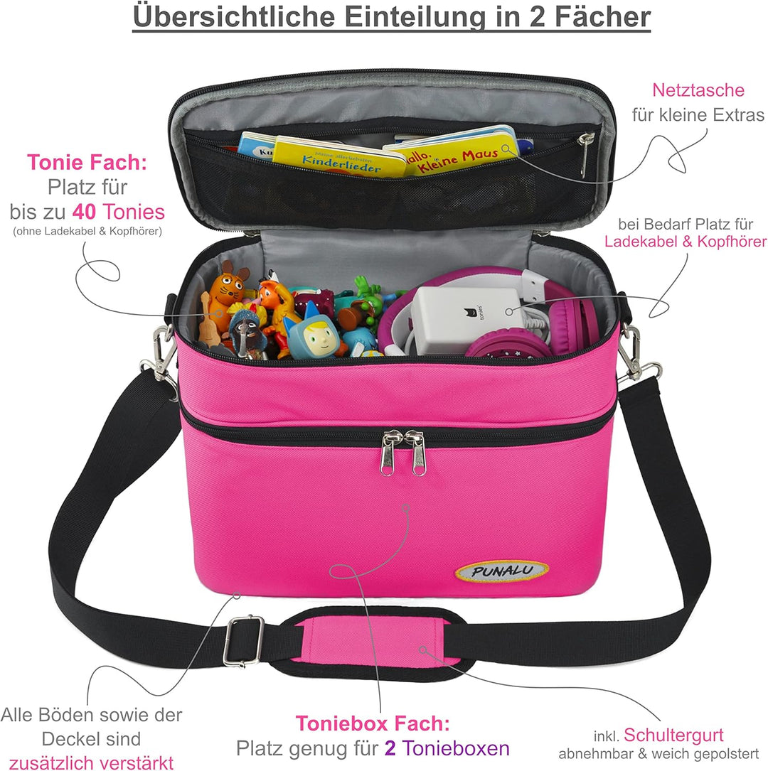 Toniebox Tasche XL kompatibel mit Toniebox 1 & 2 – Platz für bis zu 68 Hörfiguren, Kopfhörer & Lades
