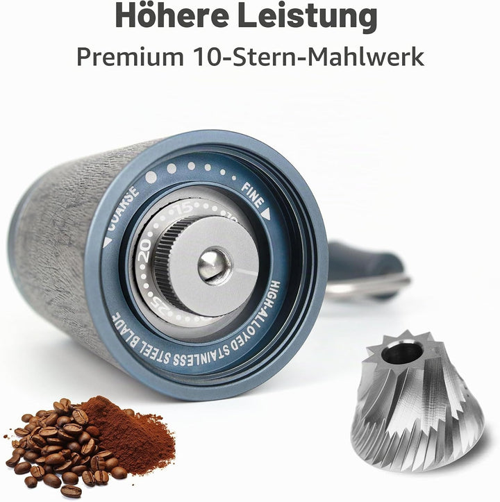 manuelle Kaffeebohnenmühle, professionelle kleine kaffeemühle manuell, mit 90 einstellbaren Einstell