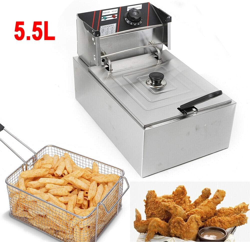 2500W Fritteuse, 6L Elektrische Fritteuse mit Frittierkörbe & Deckel, Elektrofritteuse Friteuse Temp