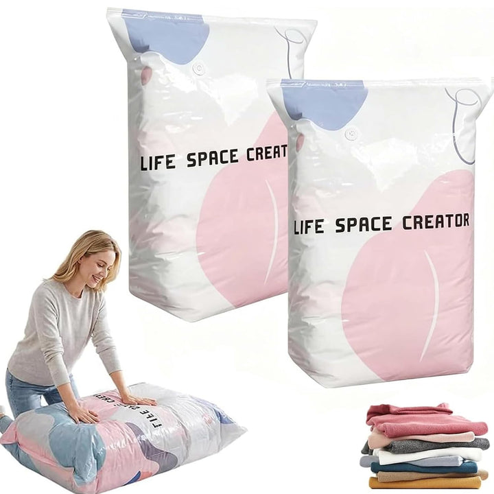 2 Stück No‑Pump Vacuum Storage Bags, 2026 Neu Vakuumbeutel Ohne Pumpe, Wiederverwendbar Kompressions