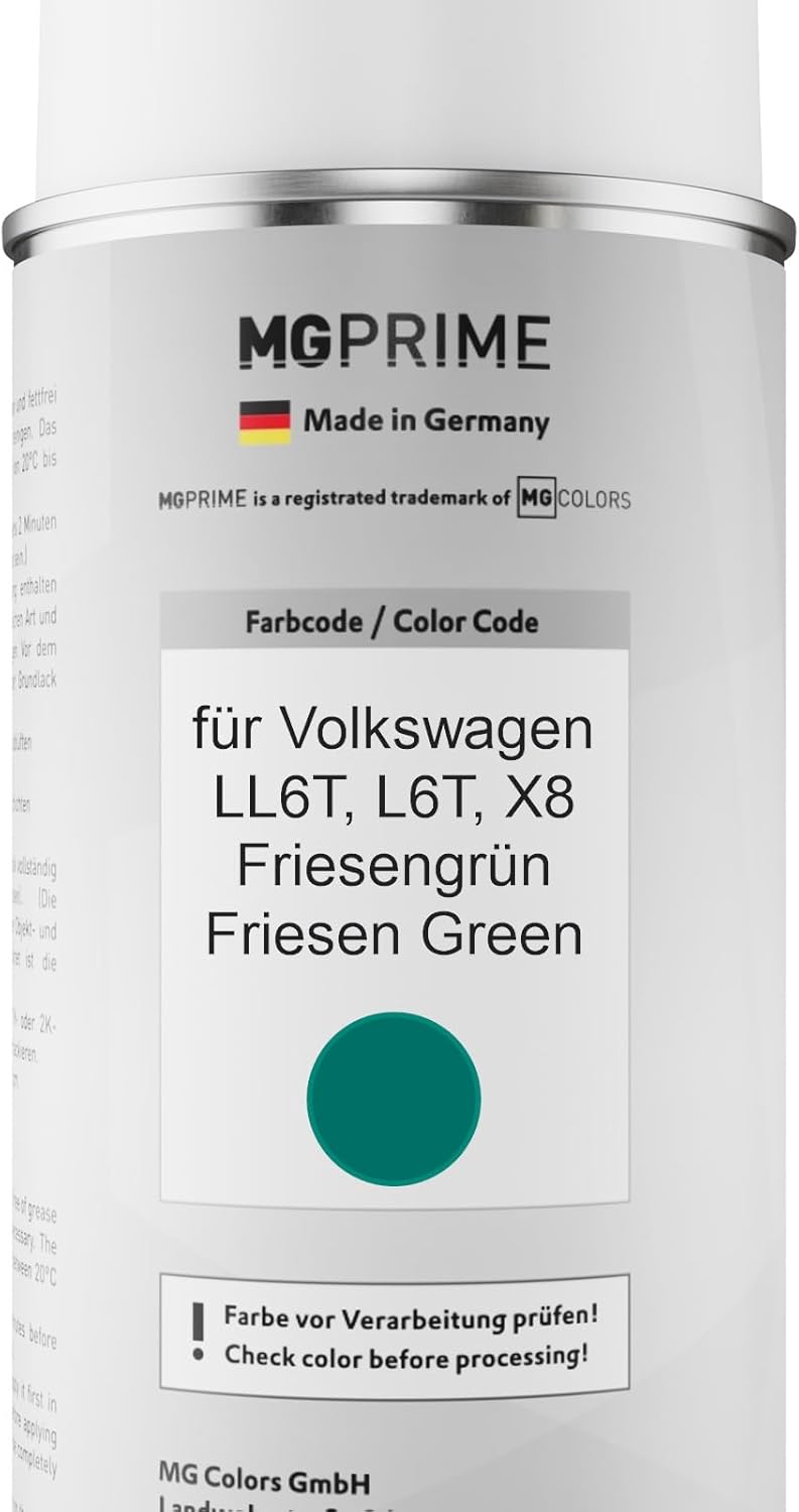 MG PRIME Autolack Sprühdosen Set für Volkswagen VW LL6T / L6T / X8 Friesengrün/Friesen Green Basisla