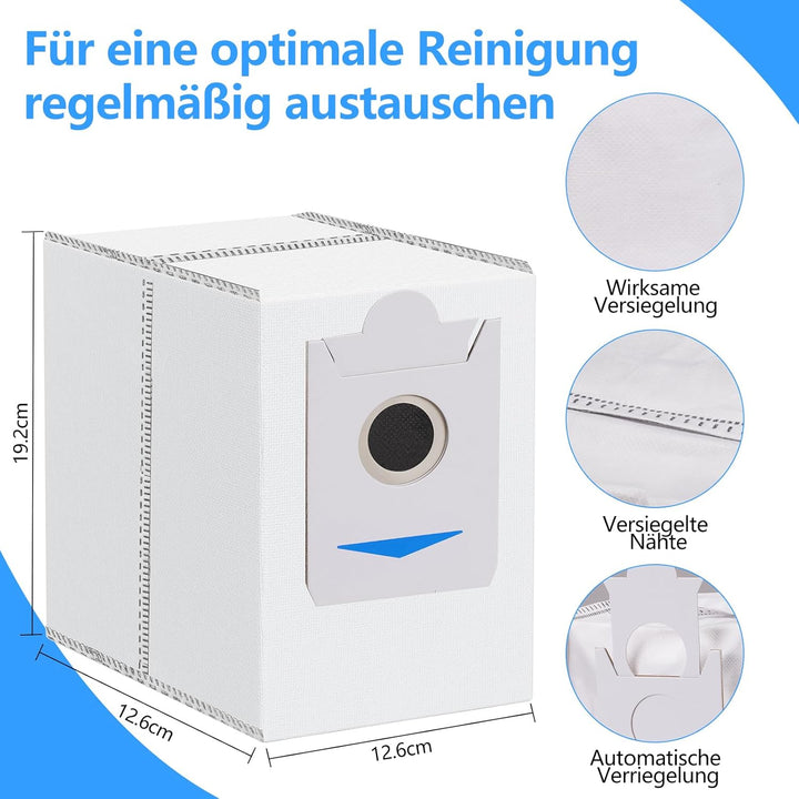 12 Stück Staubbeutel für Ecovacs T30S / T30S PRO / X5 Omni/Deebot X2 Omni /X2 Pro Saugroboter, 3L be