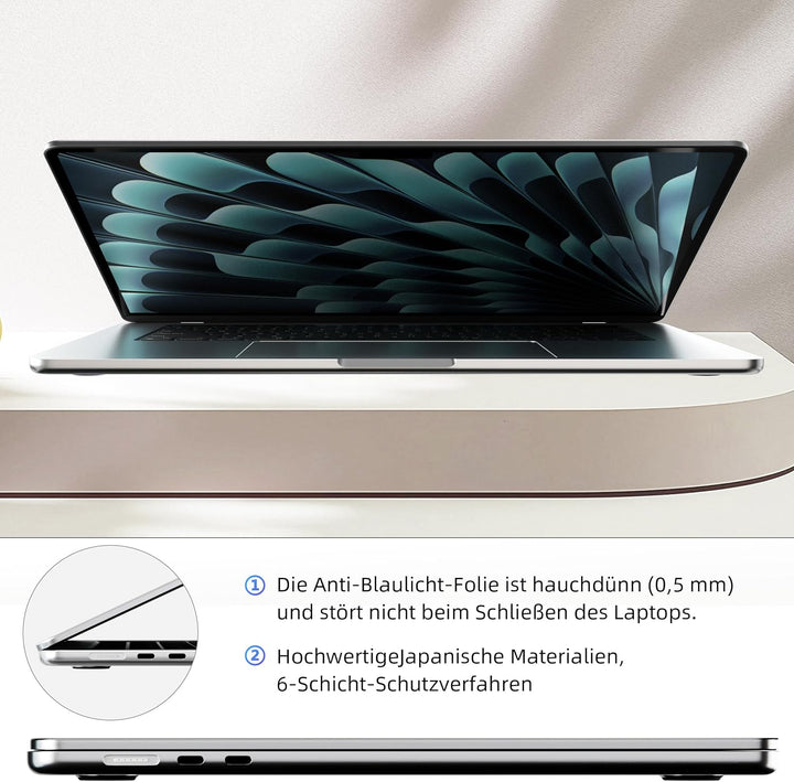 2 Stück Blaulichtfilter Displayschutzfolie für MacBook Air 13.6/13 Zoll(2022-2025, M2,M3,M4), Blends