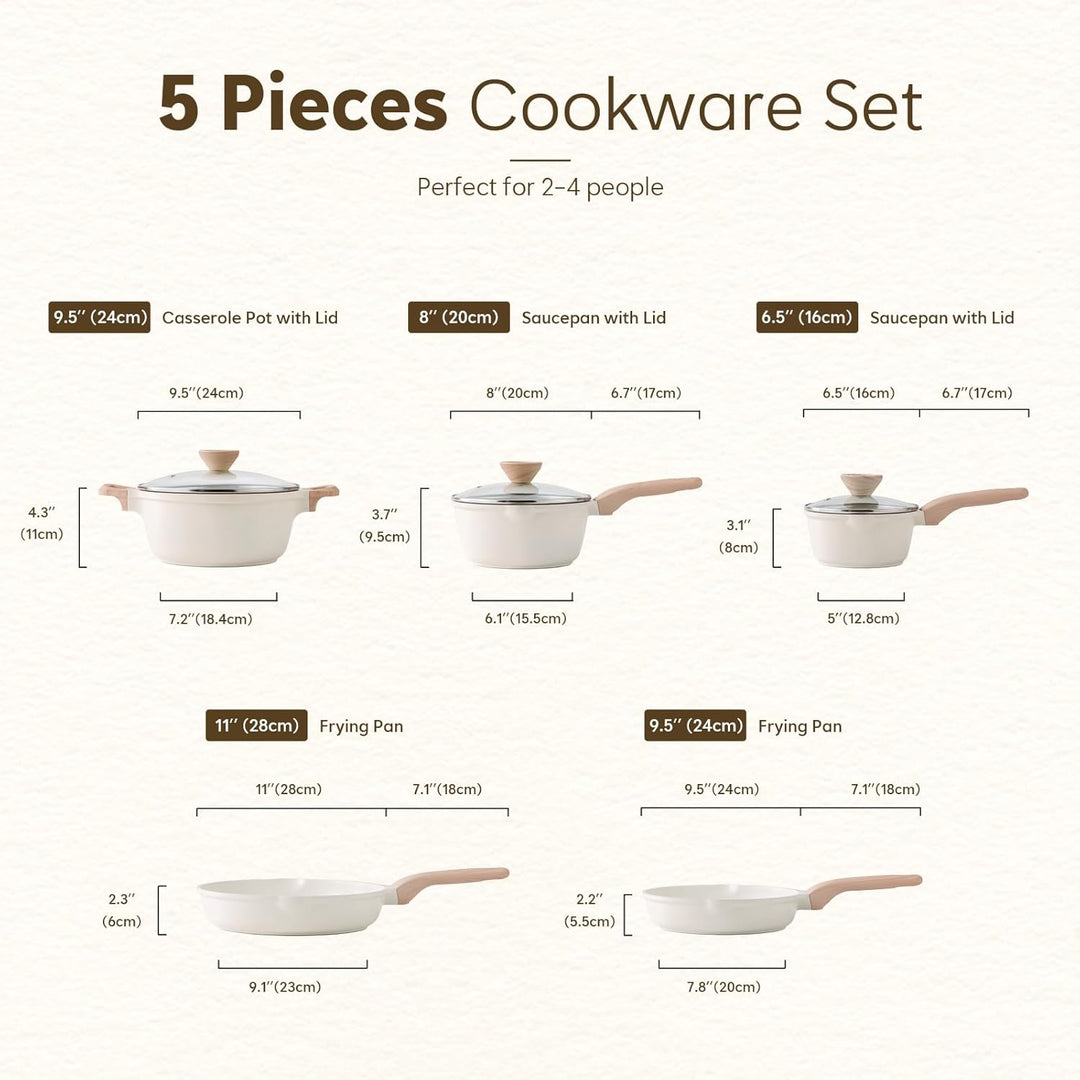 Kordisen Antihaft Kochgeschirr Set, 5 teilig Topf Pfannen Set, Gesundes und Ungiftiges Kochtopfsets,