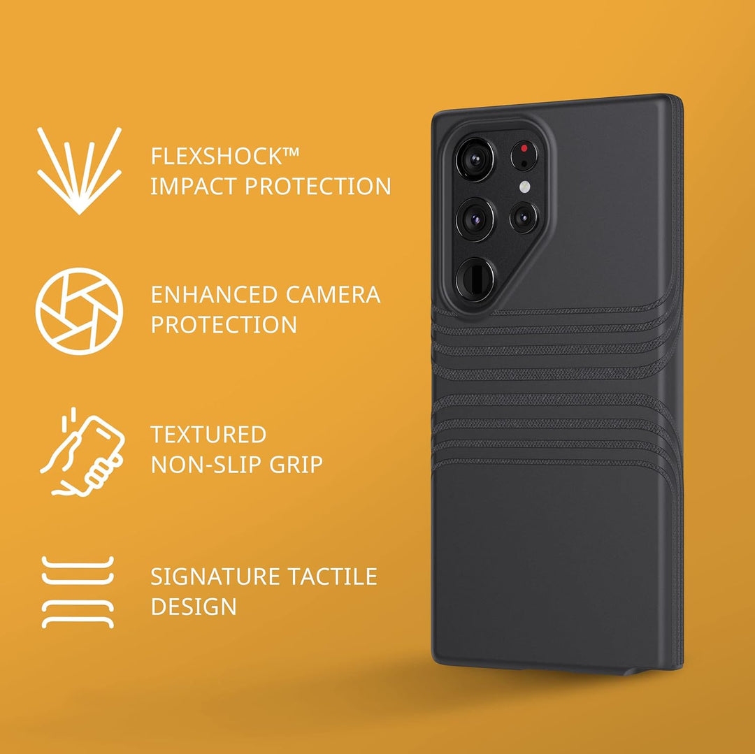 tech21 Evo Tactile Handyhülle für Samsung Galaxy S23 Ultra – 4,8 m Fallschutz – Schwarz Galaxy S23 U