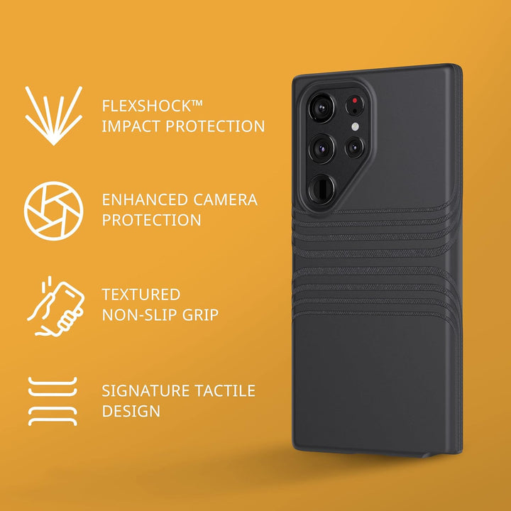 tech21 Evo Tactile Handyhülle für Samsung Galaxy S23 Ultra – 4,8 m Fallschutz – Schwarz Galaxy S23 U