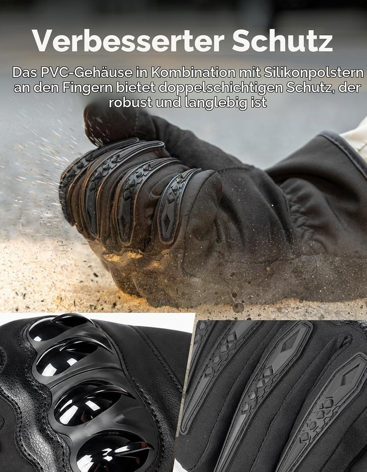 KEMIMOTO Winter Motorradhandschuhe, wassdichte Motorrad Handschuhe Winter, Amtungsaktive Sport Hands