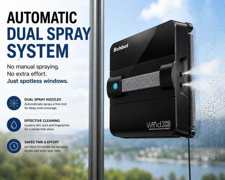 Wind X3 Fensterputzroboter (Version 2) mit App-Steuerung &amp; automatischer Sprühfunktion, 3500 Pa Saug