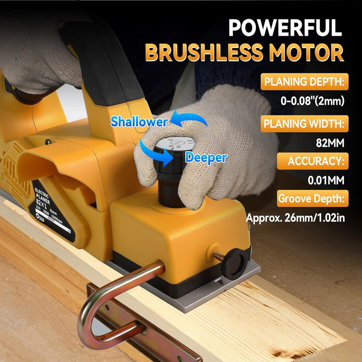 Akku-Handhobel für DEWALT 18V 20V Akkus, 15000 U/min bürstenloser elektrischer Holzhobel mit 82 mm S