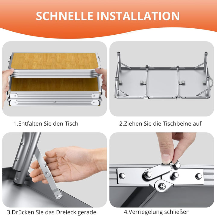 FUNYKICH 3ft Klappbarer Campingtisch 87x40x26cm, Kleiner Faltbarer Klapptisch mit Tragetasche, Alumi