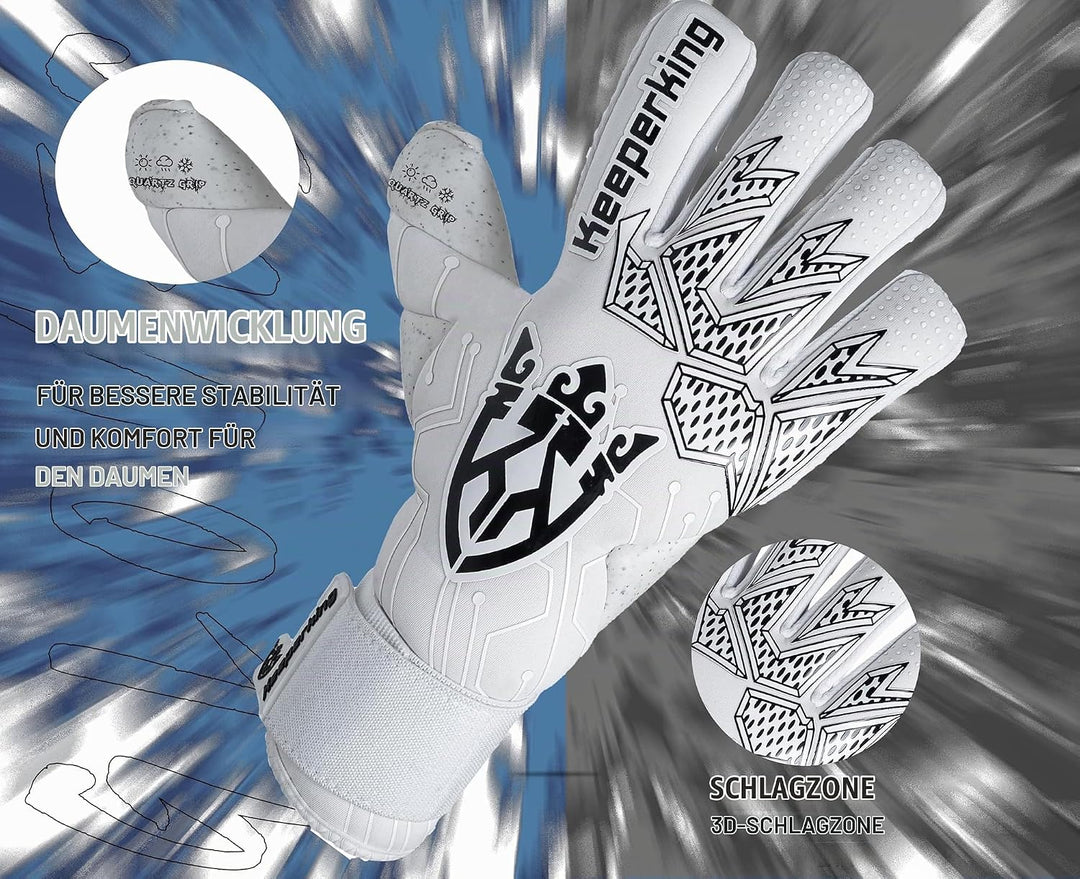 Keeperking Torwarthandschuhe für Erwachsene Fussballhandschuhe Herren Innennaht Profi Premier Grip 4