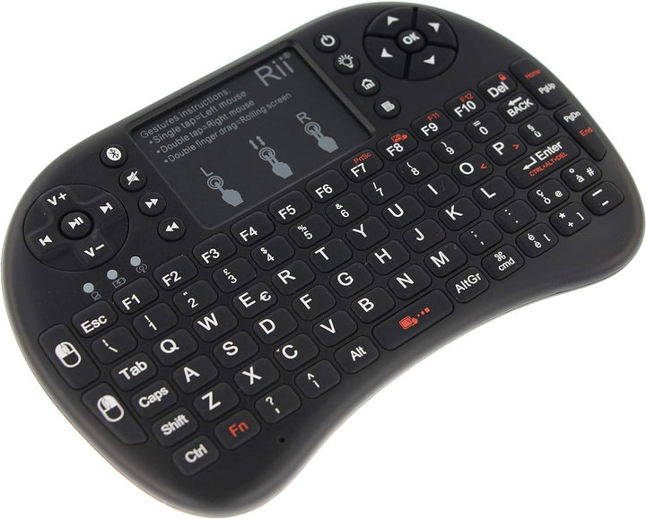 Rii Mini i8+ Bluetooth (italienisches Layout) - Mini-Tastatur mit Hintergrundbeleuchtung mit Touchpa