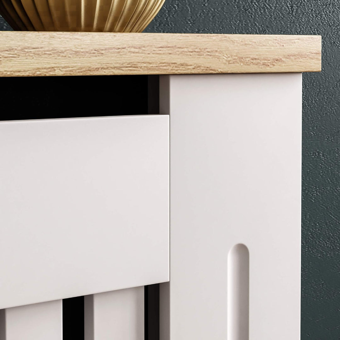 Vida Designs Arlington Heizkörperabdeckung, weiss, moderner lackierter MDF-Schrank, Lamellen, Grill,