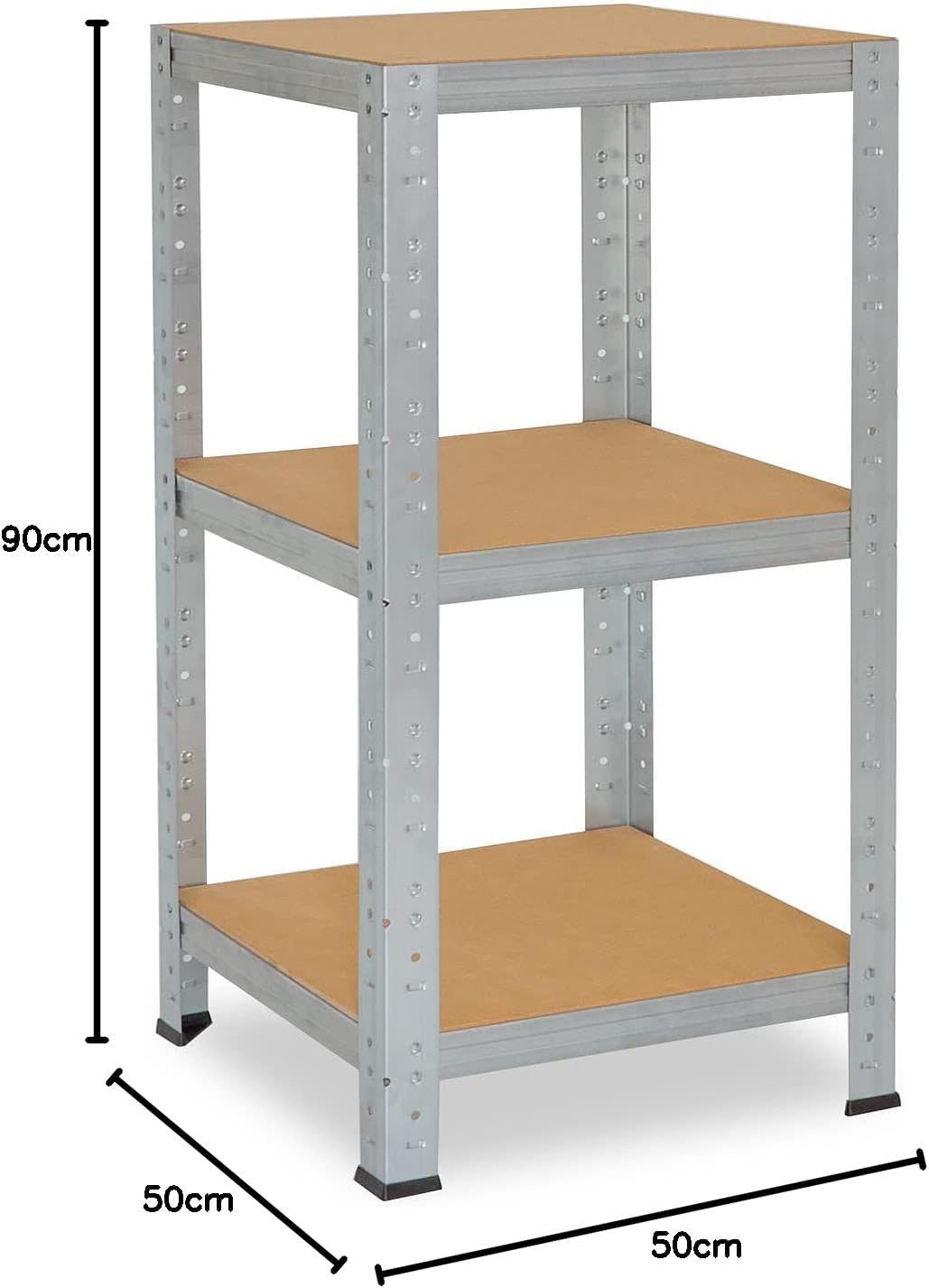 shelfplaza® 90x50x50cm Home Schwerlastregal verzinkt/Metallregal mit 3 Böden/Kellerregal Metall, Gar